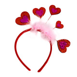 Maxbell Valentine's Day Heart Headband for Woman Holiday Performance Celebration Red Pink