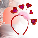 Maxbell Valentine's Day Heart Headband for Woman Holiday Performance Celebration Red Pink