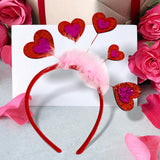 Maxbell Valentine's Day Heart Headband for Woman Holiday Performance Celebration Red Pink