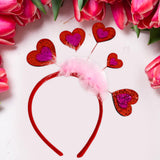 Maxbell Valentine's Day Heart Headband for Woman Holiday Performance Celebration Red Pink