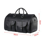 Maxbell Travel Duffle Bag Handbag PU Leather Portable Adjustable Strap Weekender Bag Black