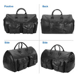 Maxbell Travel Duffle Bag Handbag PU Leather Portable Adjustable Strap Weekender Bag Black