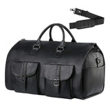 Maxbell Travel Duffle Bag Handbag PU Leather Portable Adjustable Strap Weekender Bag Black