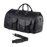 Maxbell Travel Duffle Bag Handbag PU Leather Portable Adjustable Strap Weekender Bag Black