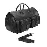 Maxbell Travel Duffle Bag Handbag PU Leather Portable Adjustable Strap Weekender Bag Black