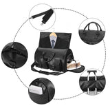 Maxbell Travel Duffle Bag Handbag PU Leather Portable Adjustable Strap Weekender Bag Black