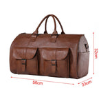 Maxbell Travel Duffle Bag Handbag PU Leather Portable Adjustable Strap Weekender Bag Brown