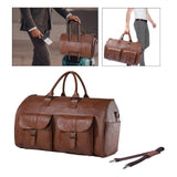 Maxbell Travel Duffle Bag Handbag PU Leather Portable Adjustable Strap Weekender Bag Brown