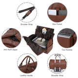 Maxbell Travel Duffle Bag Handbag PU Leather Portable Adjustable Strap Weekender Bag Brown