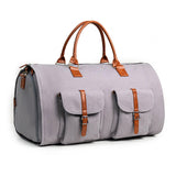 Maxbell Travel Duffle Bag Handbag PU Leather Portable Adjustable Strap Weekender Bag Gray