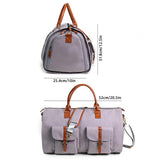 Maxbell Travel Duffle Bag Handbag PU Leather Portable Adjustable Strap Weekender Bag Gray