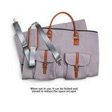 Maxbell Travel Duffle Bag Handbag PU Leather Portable Adjustable Strap Weekender Bag Gray