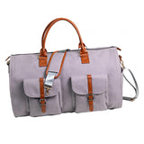 Maxbell Travel Duffle Bag Handbag PU Leather Portable Adjustable Strap Weekender Bag Gray