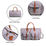 Maxbell Travel Duffle Bag Handbag PU Leather Portable Adjustable Strap Weekender Bag Gray