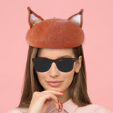 Maxbell Fox Beret Hat Soft Breathable Lady French Beret for Christmas Travel Outdoor