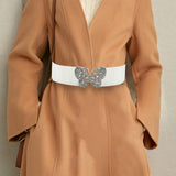 Maxbell Wide Elastic Belt Female Simple Decoration Cinch Dress Belt for Women Ladies White