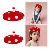 Maxbell Mushroom Hat Novelty Party Hat White Spotted Photo Props Teens Wool Beret