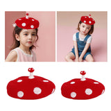 Maxbell Mushroom Hat Novelty Party Hat White Spotted Photo Props Teens Wool Beret