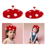 Maxbell Mushroom Hat Novelty Party Hat White Spotted Photo Props Teens Wool Beret