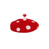 Maxbell Mushroom Hat Novelty Party Hat White Spotted Photo Props Teens Wool Beret