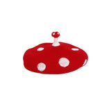 Maxbell Mushroom Hat Novelty Party Hat White Spotted Photo Props Teens Wool Beret