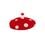 Maxbell Mushroom Hat Novelty Party Hat White Spotted Photo Props Teens Wool Beret