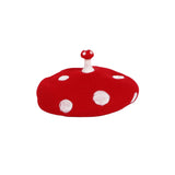 Maxbell Mushroom Hat Novelty Party Hat White Spotted Photo Props Teens Wool Beret