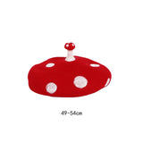 Maxbell Mushroom Hat Novelty Party Hat White Spotted Photo Props Teens Wool Beret