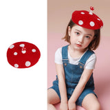 Maxbell Mushroom Hat Novelty Party Hat White Spotted Photo Props Teens Wool Beret