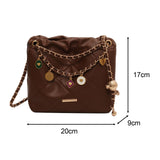 Maxbell Women Chain Shoulder Bag Stylish Chain Shoulder Strap for Street Work Summer Coffee