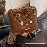 Maxbell Women Chain Shoulder Bag Stylish Chain Shoulder Strap for Street Work Summer Coffee