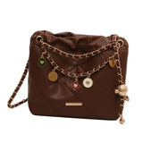 Maxbell Women Chain Shoulder Bag Stylish Chain Shoulder Strap for Street Work Summer Coffee