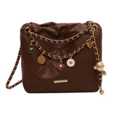 Maxbell Women Chain Shoulder Bag Stylish Chain Shoulder Strap for Street Work Summer Coffee