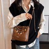 Maxbell Women Chain Shoulder Bag Stylish Chain Shoulder Strap for Street Work Summer Coffee