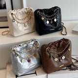 Maxbell Women Chain Shoulder Bag Stylish Chain Shoulder Strap for Street Work Summer Beige