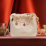 Maxbell Women Chain Shoulder Bag Stylish Chain Shoulder Strap for Street Work Summer Beige