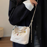 Maxbell Women Chain Shoulder Bag Stylish Chain Shoulder Strap for Street Work Summer Beige