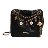 Maxbell Women Chain Shoulder Bag Stylish Chain Shoulder Strap for Street Work Summer Black