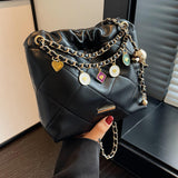 Maxbell Women Chain Shoulder Bag Stylish Chain Shoulder Strap for Street Work Summer Black