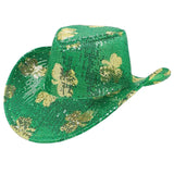 Maxbell Sequin Cowboy Hat Green ST Patricks Day Hats for Dressing up Holiday Dancing