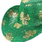 Maxbell Sequin Cowboy Hat Green ST Patricks Day Hats for Dressing up Holiday Dancing