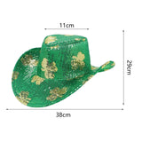 Maxbell Sequin Cowboy Hat Green ST Patricks Day Hats for Dressing up Holiday Dancing