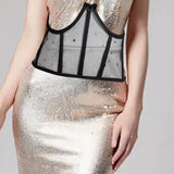 Maxbell Corset Cincher for Women Tie Back Corset Boned Open Cup Underbust Corset Top