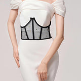 Maxbell Corset Cincher for Women Tie Back Corset Boned Open Cup Underbust Corset Top