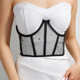 Maxbell Corset Cincher for Women Tie Back Corset Boned Open Cup Underbust Corset Top