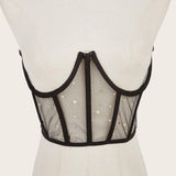 Maxbell Corset Cincher for Women Tie Back Corset Boned Open Cup Underbust Corset Top