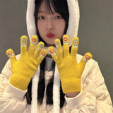Maxbell Winter Warm Knitted Gloves Soft for Cold Weather Touch Screen Gloves Yellow