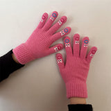 Maxbell Winter Warm Knitted Gloves Soft for Cold Weather Touch Screen Gloves Rose Red