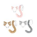 Maxbell Cat Ears and Tail Set Plush Animal Ears for Party Supplies Props Fancy Dress Pink