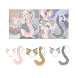 Maxbell Cat Ears and Tail Set Plush Animal Ears for Party Supplies Props Fancy Dress Pink